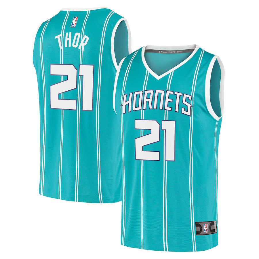 Men Charlotte Hornets #21 JT Thor Fanatics Branded Teal Fast Break Replica NBA Jersey->customized nba jersey->Custom Jersey